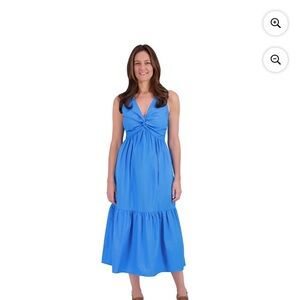 French connection Elegant Blue Sleeveless Dress with pockets